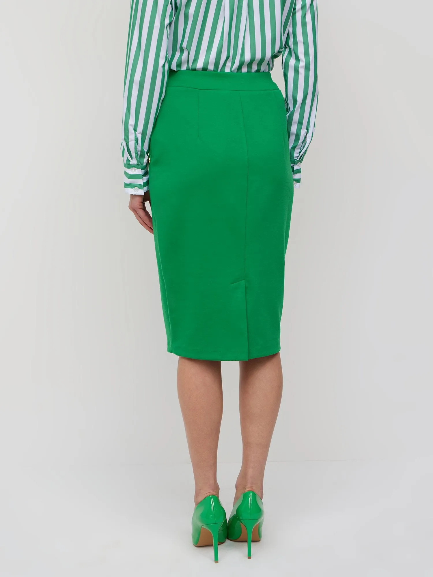 High-Waisted Button-Front Ponte Pencil Skirt - Superflex