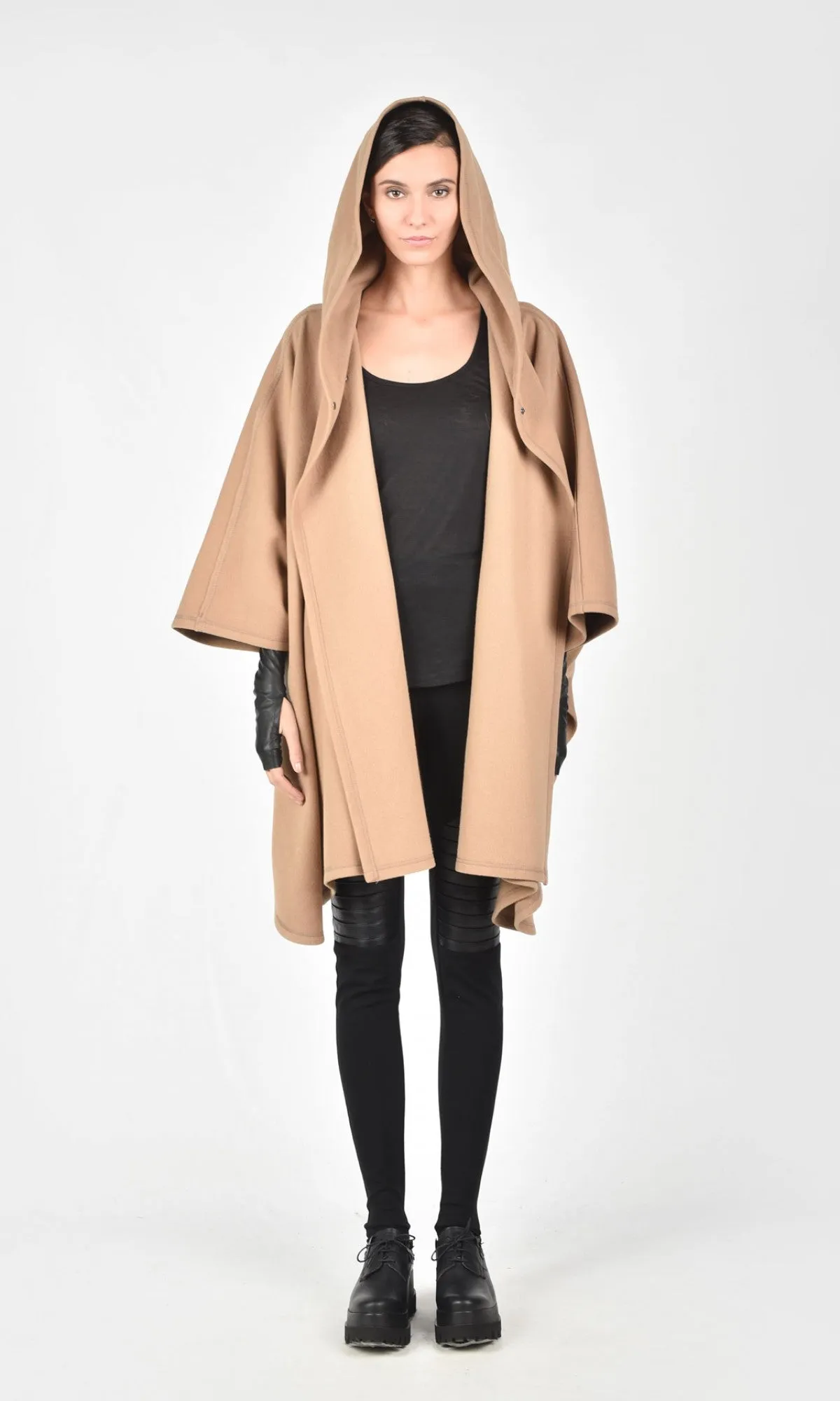Hooded Cashmere Poncho Coat