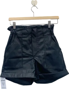 I Saw It First Black Faux Leather Paperbag Shorts XS