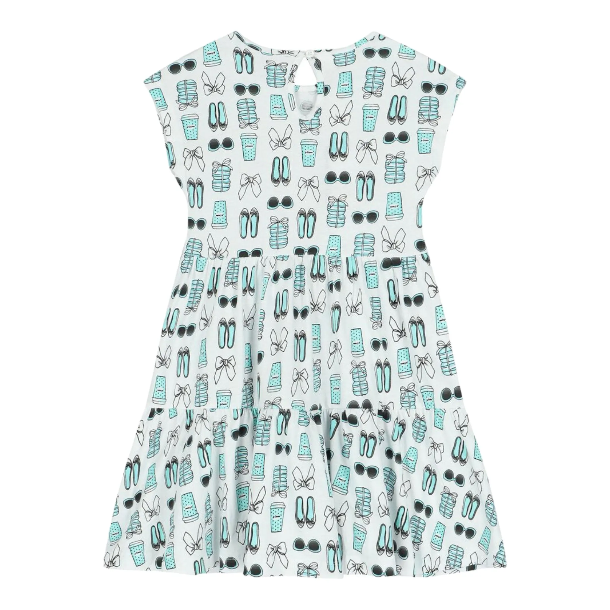 iDO - White dress with aqua shoe and sunglasses print