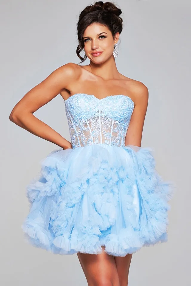 JOVANI - 40628 - Sweetheart Neckline Fit and Flare Short Dress