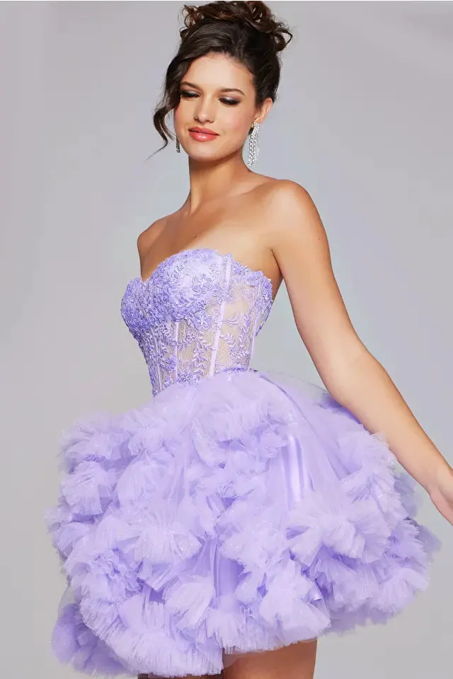 JOVANI - 40628 - Sweetheart Neckline Fit and Flare Short Dress