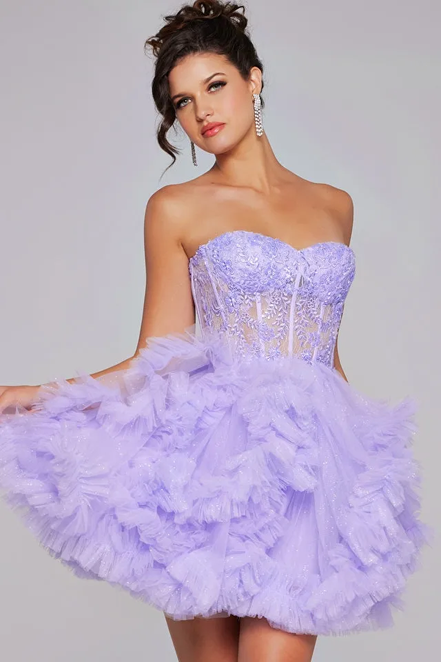 JOVANI - 40628 - Sweetheart Neckline Fit and Flare Short Dress