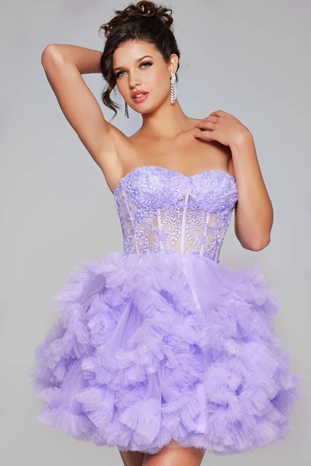 JOVANI - 40628 - Sweetheart Neckline Fit and Flare Short Dress