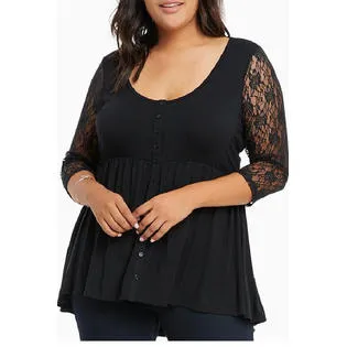 Ketty More Women Lace Sleeves Plus Size Blouse -KMWSB901