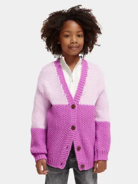 Kids - Knitted colourblock cardigan