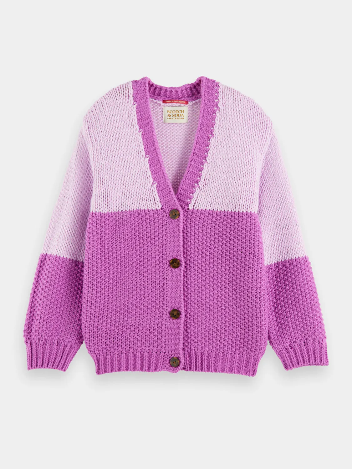 Kids - Knitted colourblock cardigan
