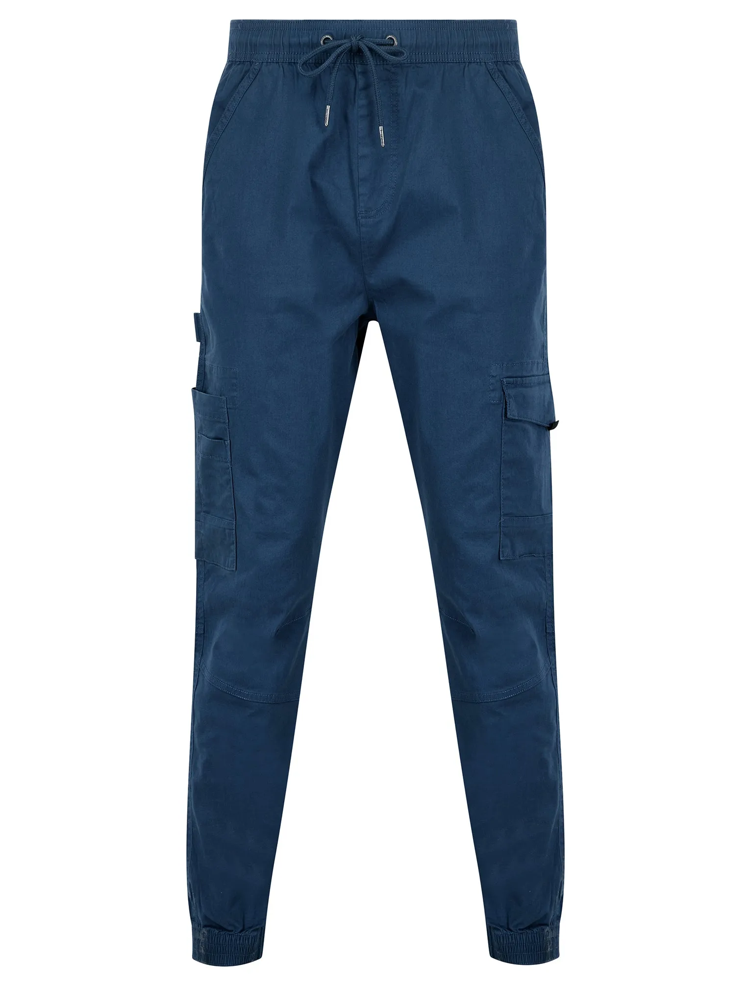 Lance Cotton Twill Cuffed Multi-Pocket Cargo Jogger Pants in Big Dipper Blue - Tokyo Laundry