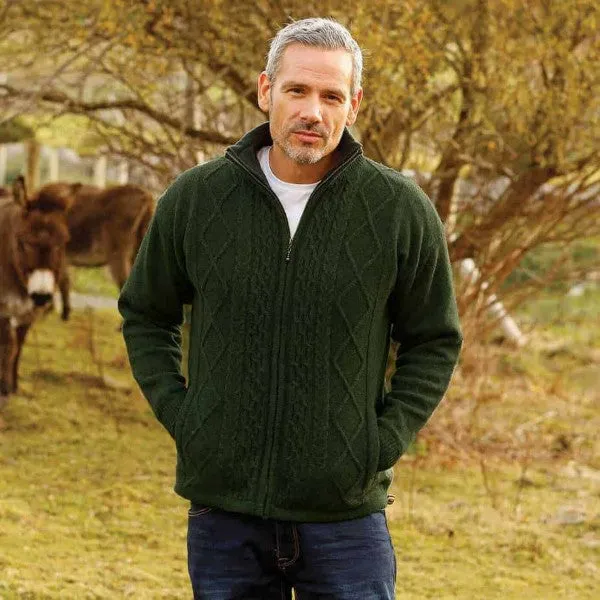 Lined Shetland Full Zip Cardigan with Fleece Collar