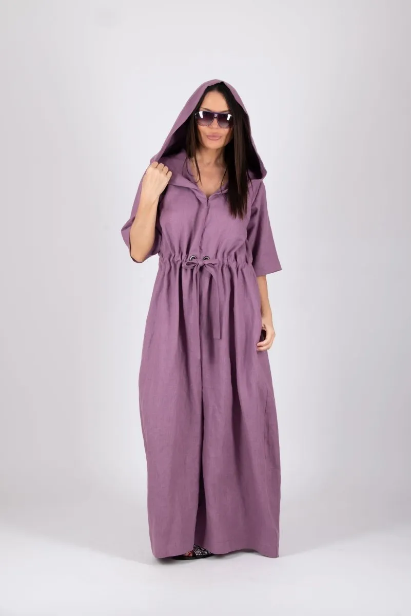 Linen Hooded Jumpsuit REGINA