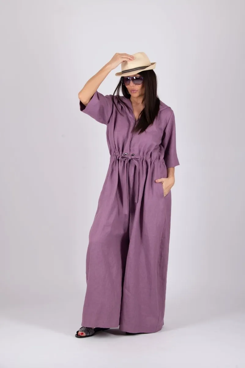 Linen Hooded Jumpsuit REGINA