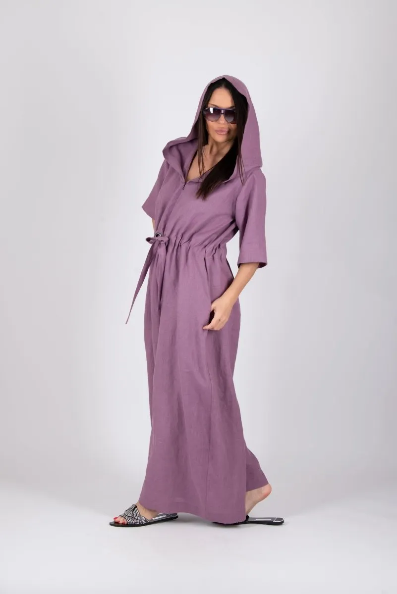 Linen Hooded Jumpsuit REGINA