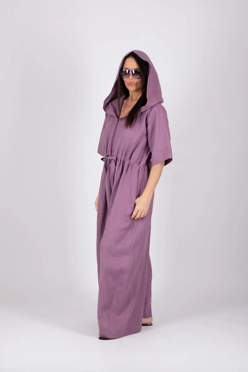 Linen Hooded Jumpsuit REGINA