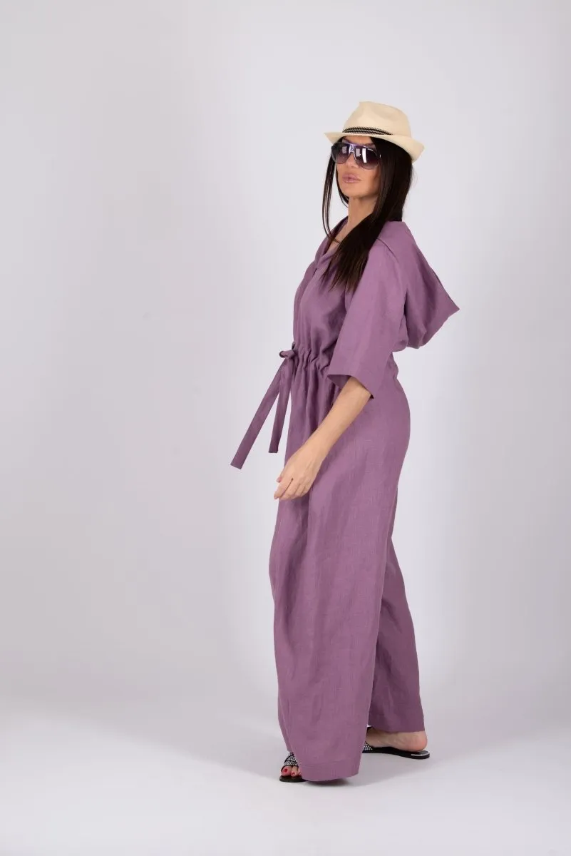 Linen Hooded Jumpsuit REGINA