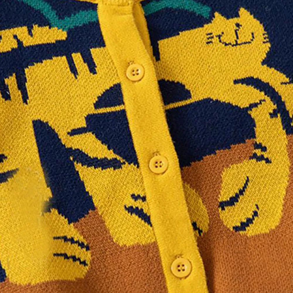 Little Surprise Box Blue & Orange In the Wild Theme Cardigan/Warmer/Sweater for Toddlers & Kids