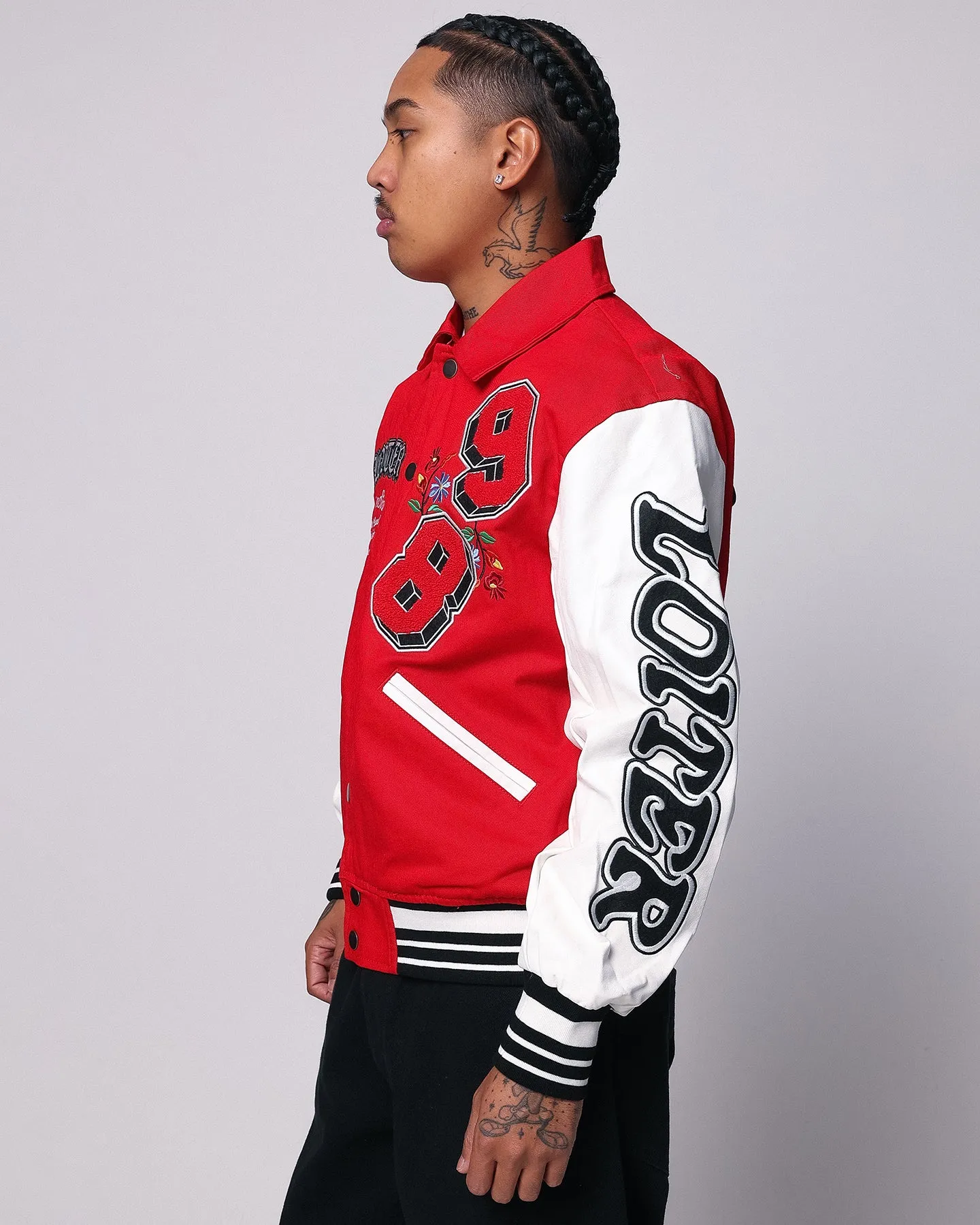 Loiter Flaws Varsity Jacket Red/Off White