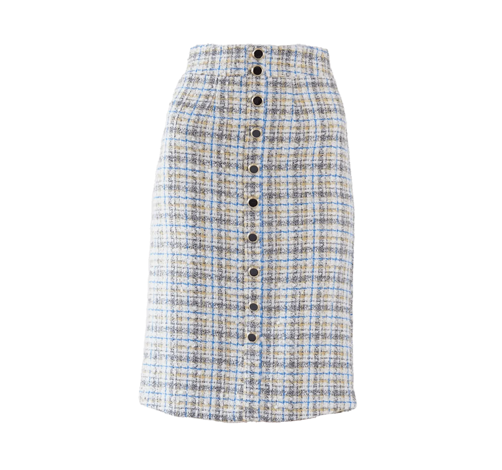 Luxe Plaid Tweed Pencil Skirt
