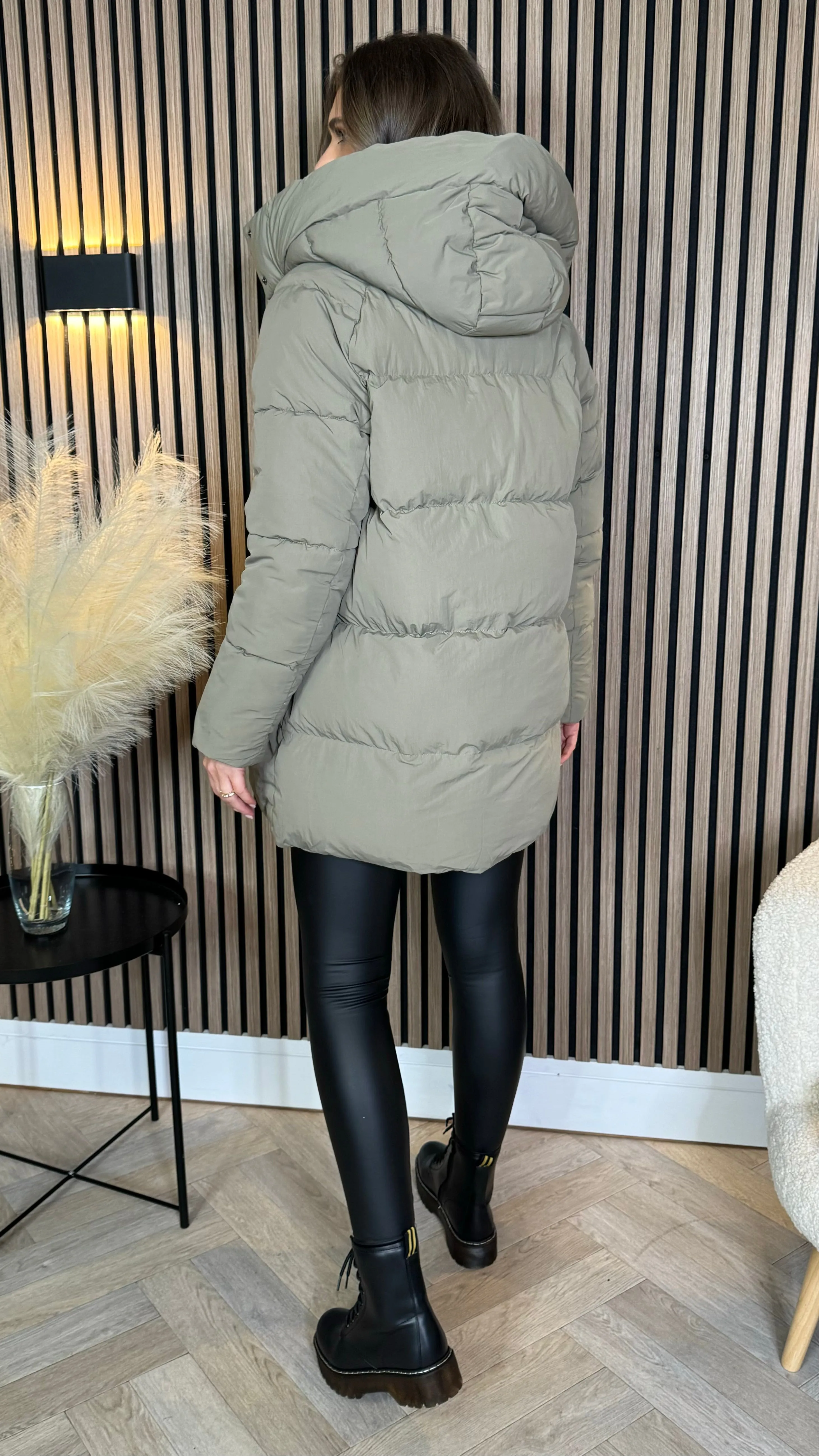 Marissa Khaki Hooded Puffer Coat