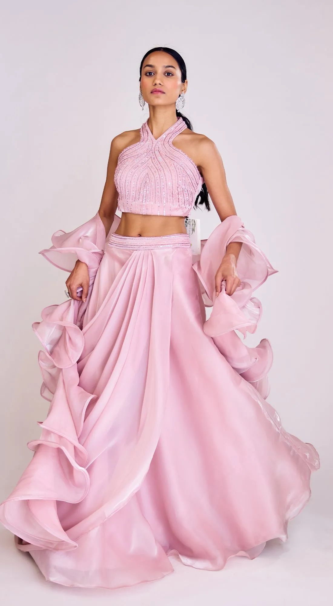 Mauve Tissue Lehenga Set