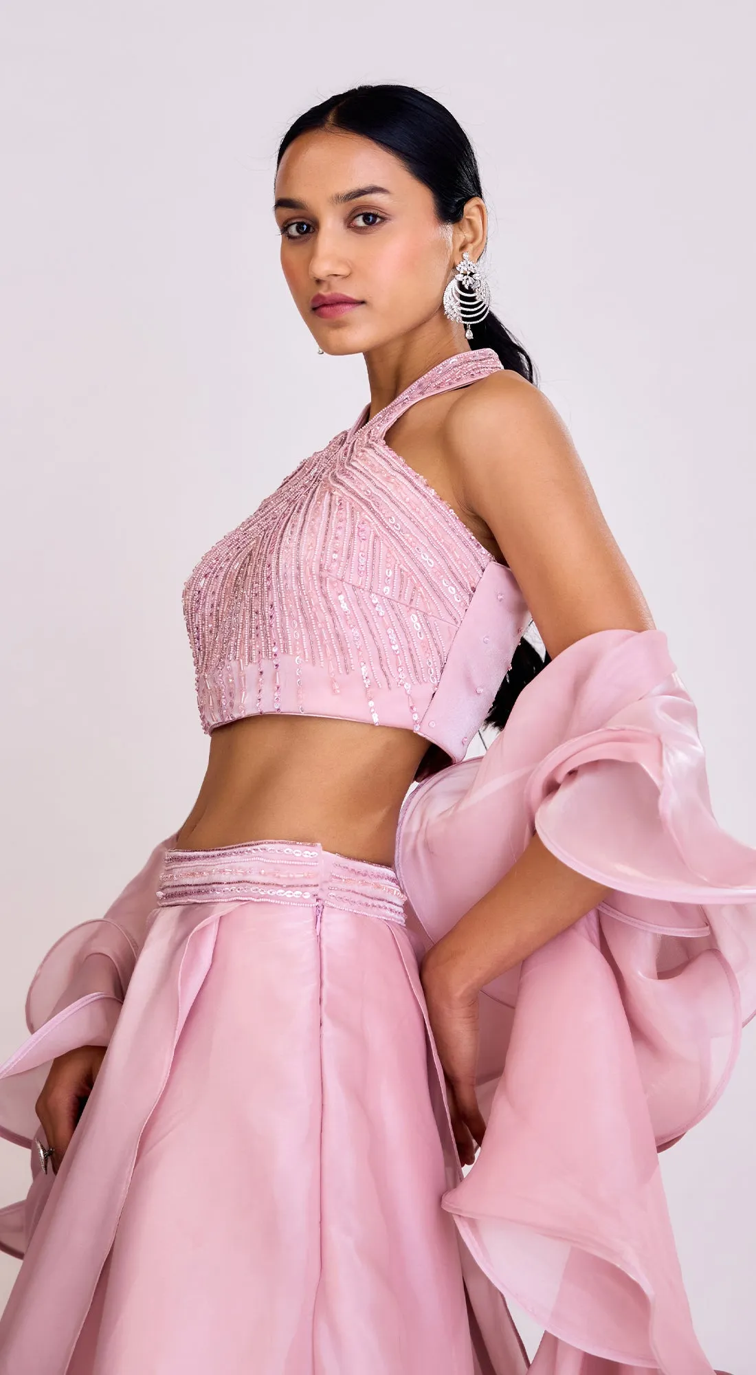Mauve Tissue Lehenga Set