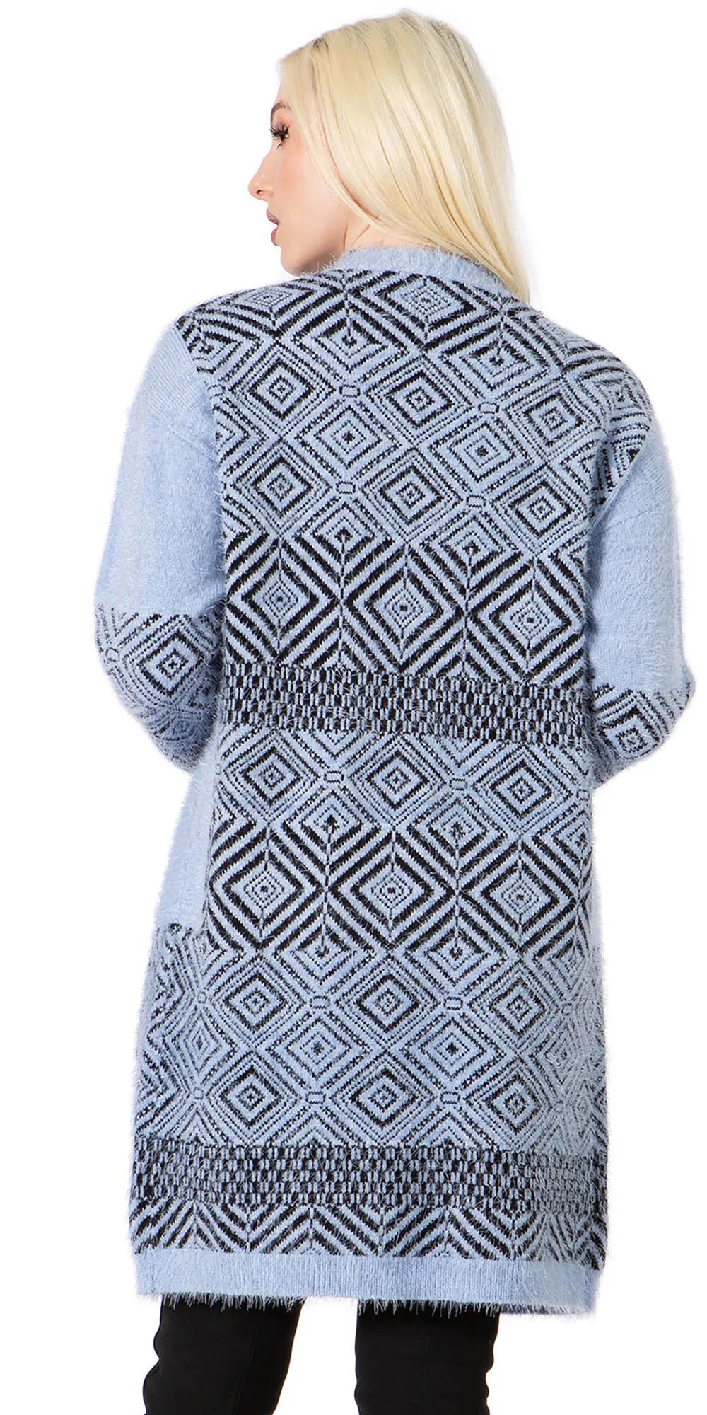 Maxsport MX37648 - Light Blue - Print Knit Eyelash Cardigan
