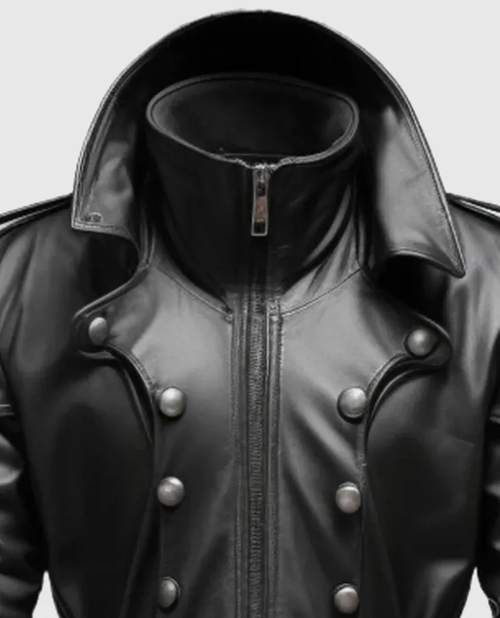 Men's Black Stylish Hooded Leather Coat