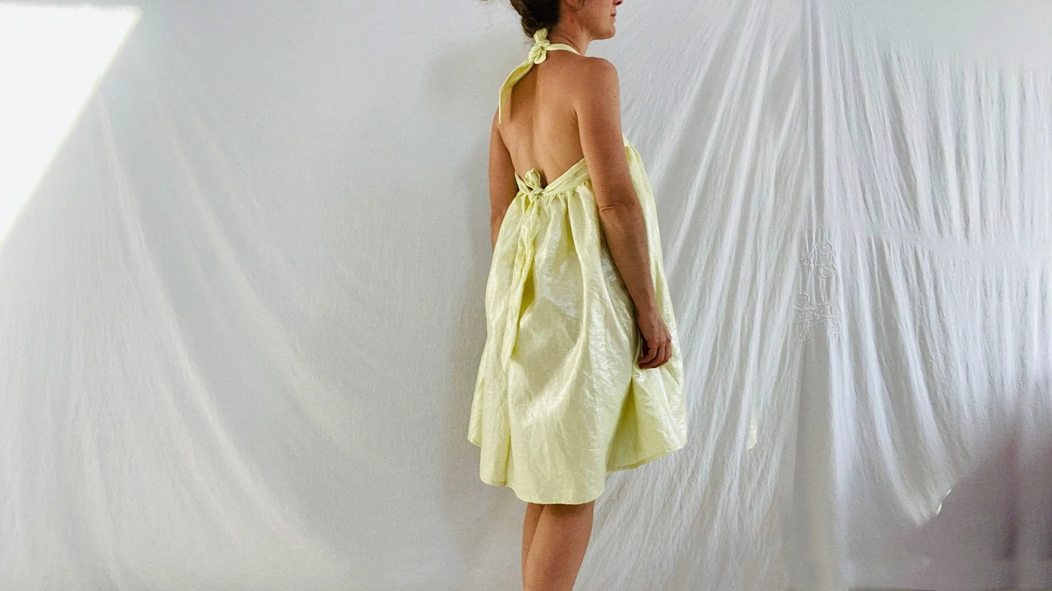 Metallic Linen Sundress. Halter. Most Gorgeous Material. One Size.