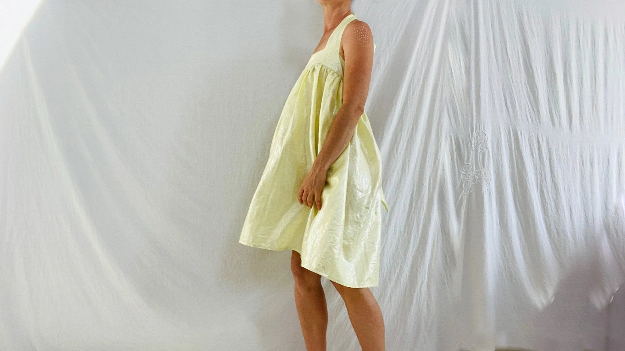 Metallic Linen Sundress. Halter. Most Gorgeous Material. One Size.