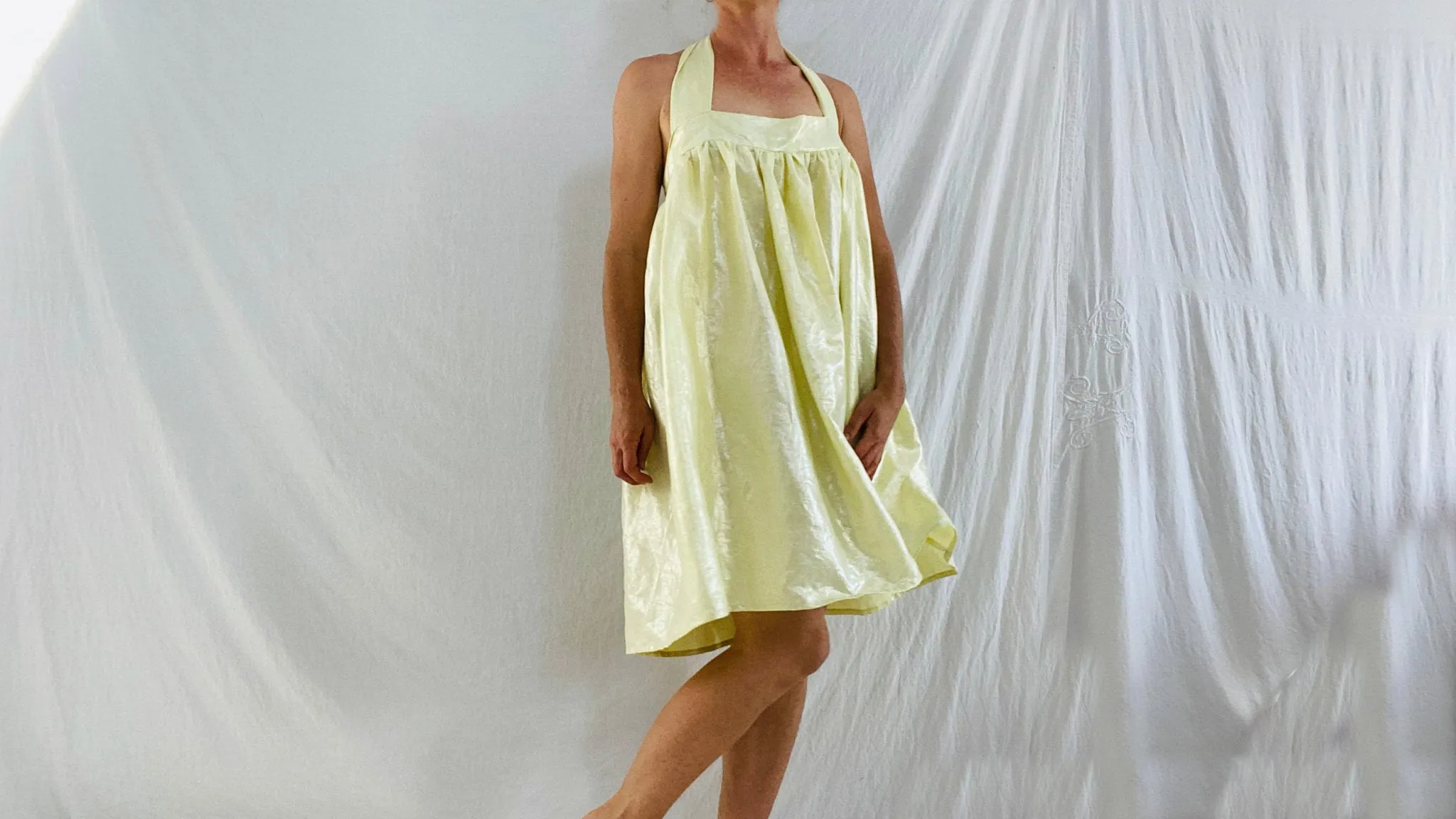 Metallic Linen Sundress. Halter. Most Gorgeous Material. One Size.