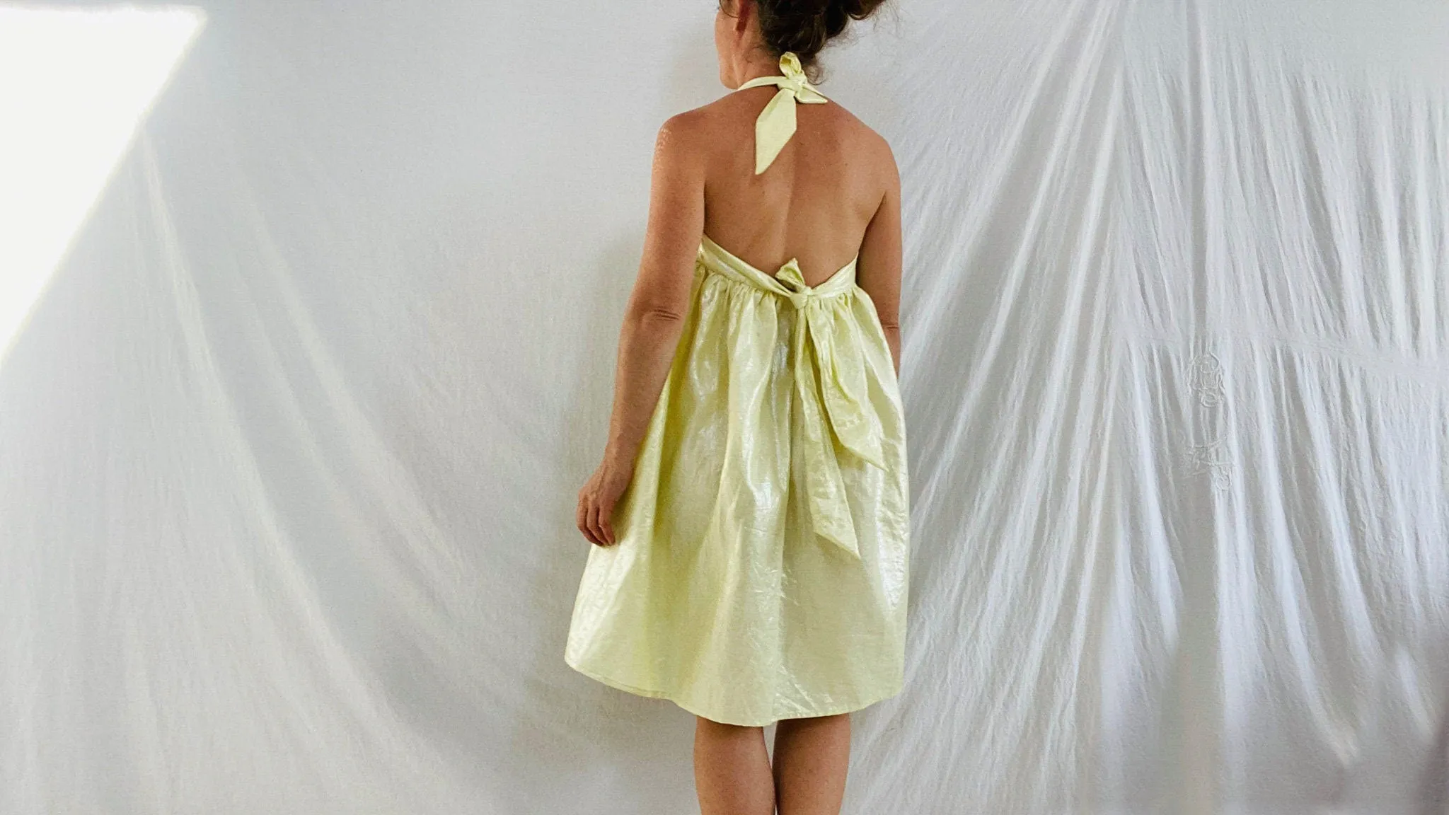 Metallic Linen Sundress. Halter. Most Gorgeous Material. One Size.
