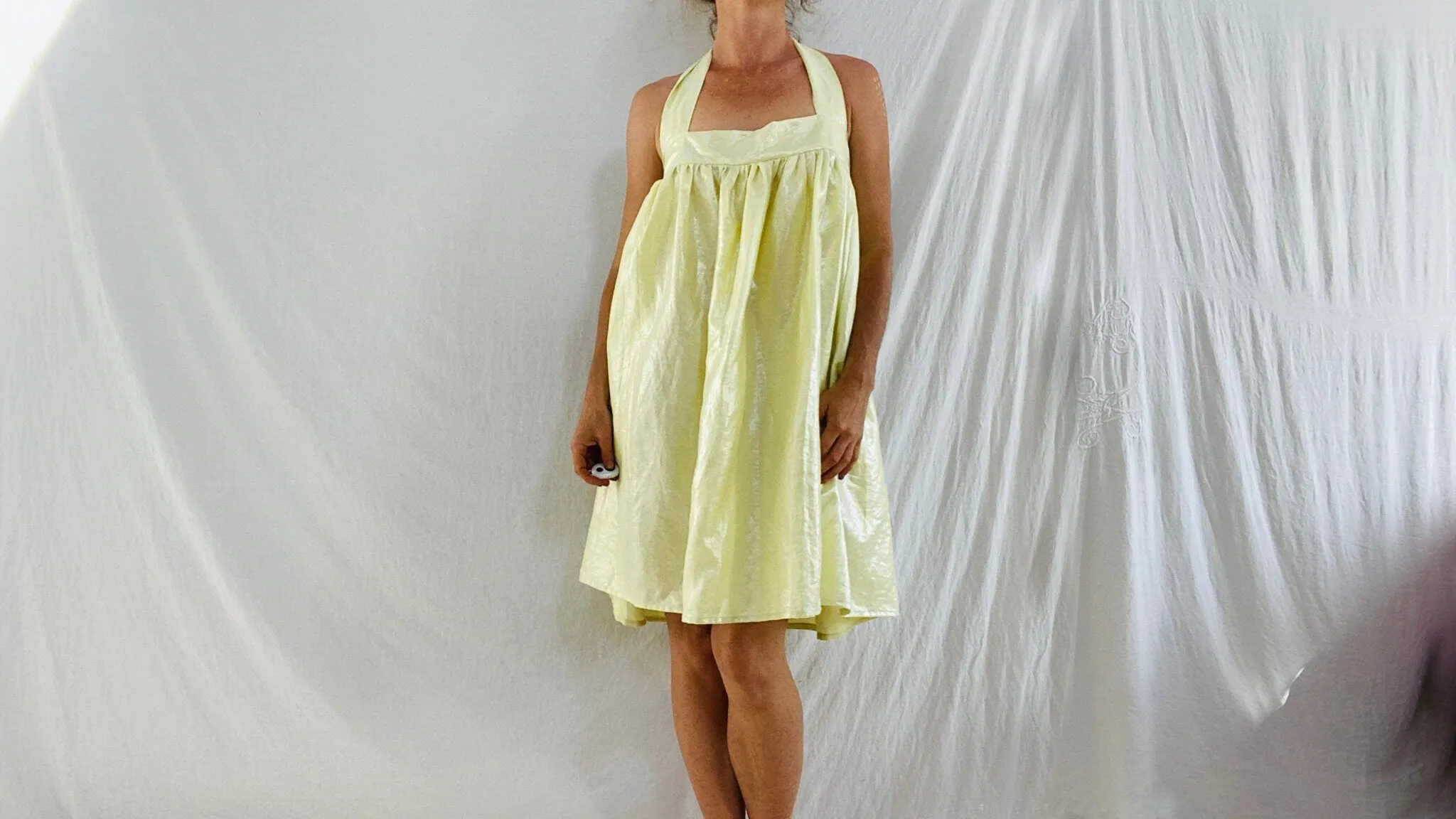 Metallic Linen Sundress. Halter. Most Gorgeous Material. One Size.