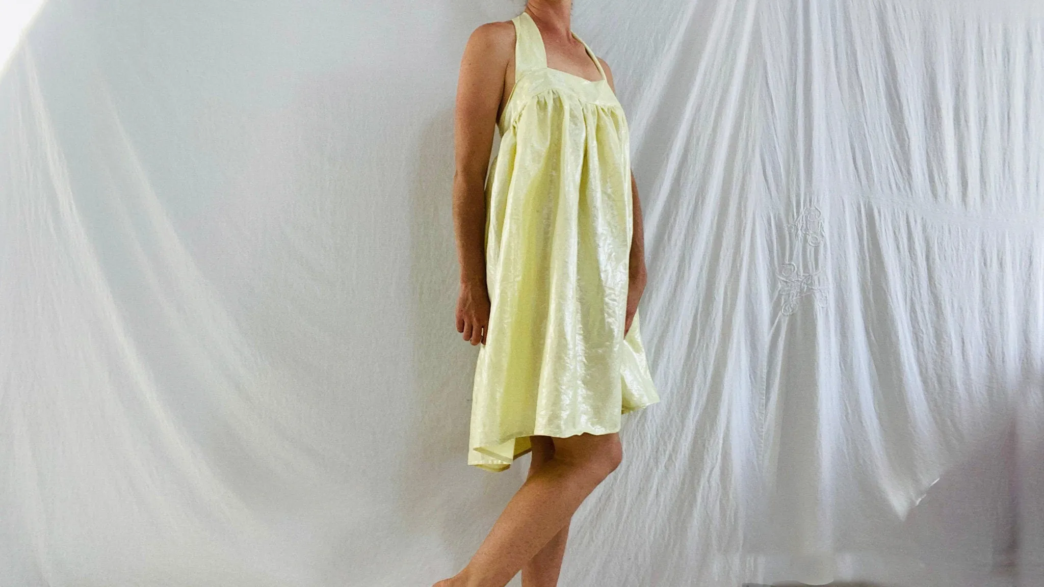 Metallic Linen Sundress. Halter. Most Gorgeous Material. One Size.