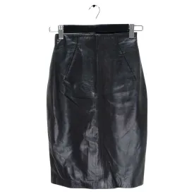 Michael Hoban 1980s Black Leather Pencil Skirt