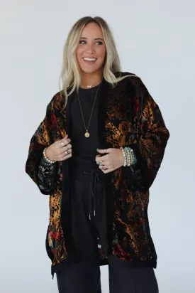 Mirren Velvet Kimono - Black Mutli