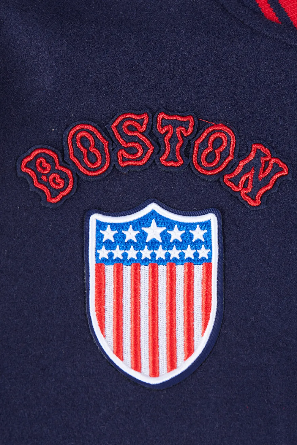 MLB BOSTON RED SOX RETRO CLASSIC WOMEN'S RIB WOOL VARSITY JACKET (MIDNIGHT NAVY/RED/MIDNIGHT NAVY)