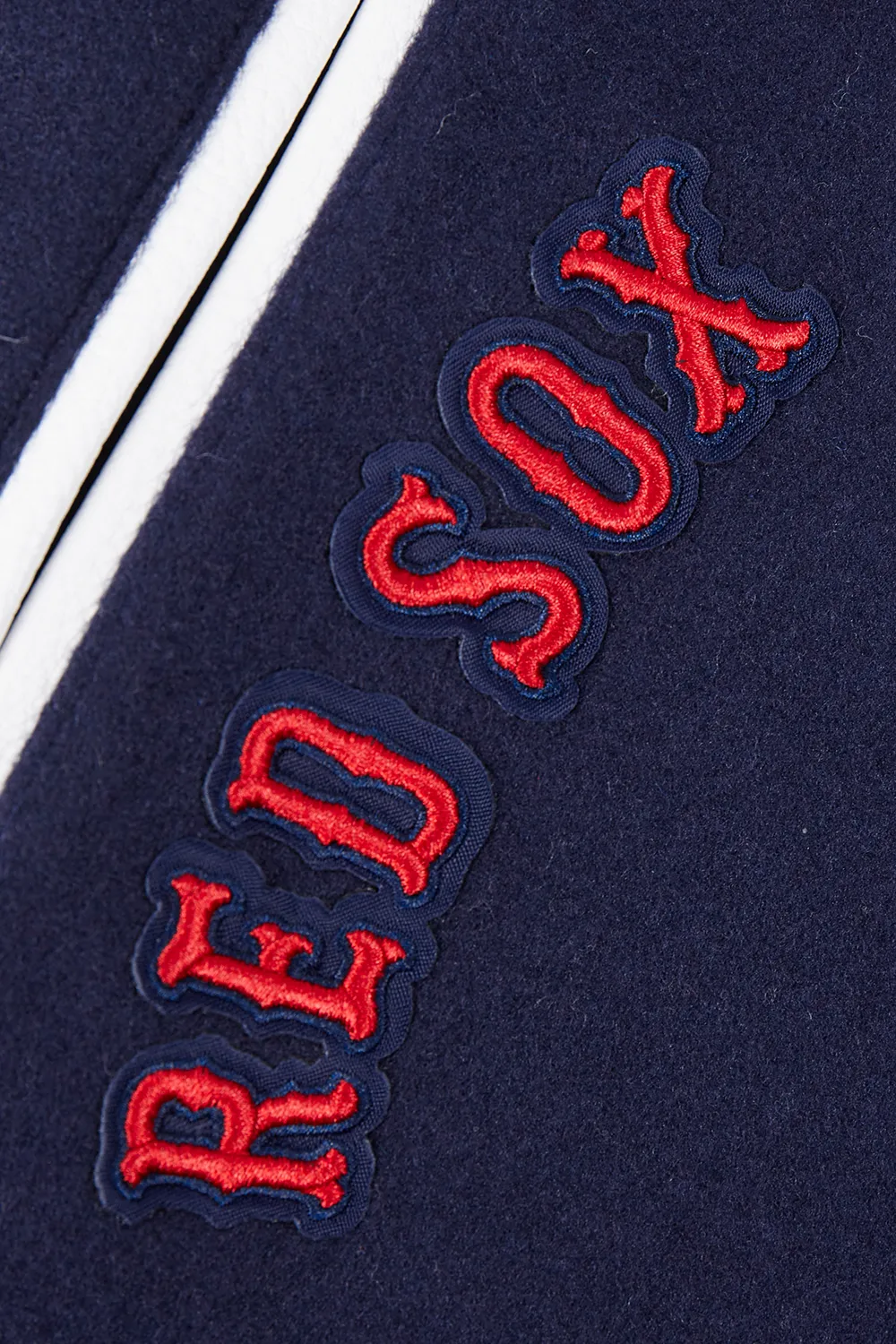 MLB BOSTON RED SOX RETRO CLASSIC WOMEN'S RIB WOOL VARSITY JACKET (MIDNIGHT NAVY/RED/MIDNIGHT NAVY)