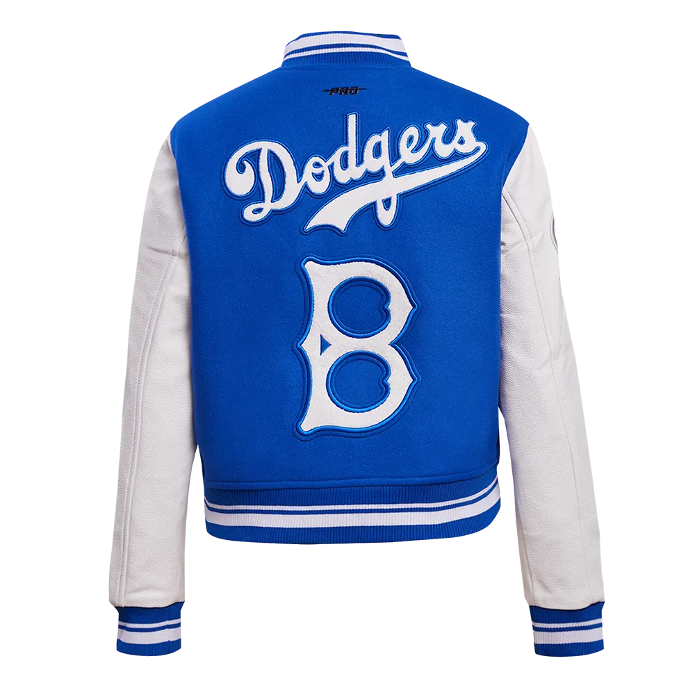 MLB BROOKLYN DODGERS RETRO CLASSIC WOMEN'S RIB WOOL VARSITY JACKET (ROYAL BLUE/WHITE)