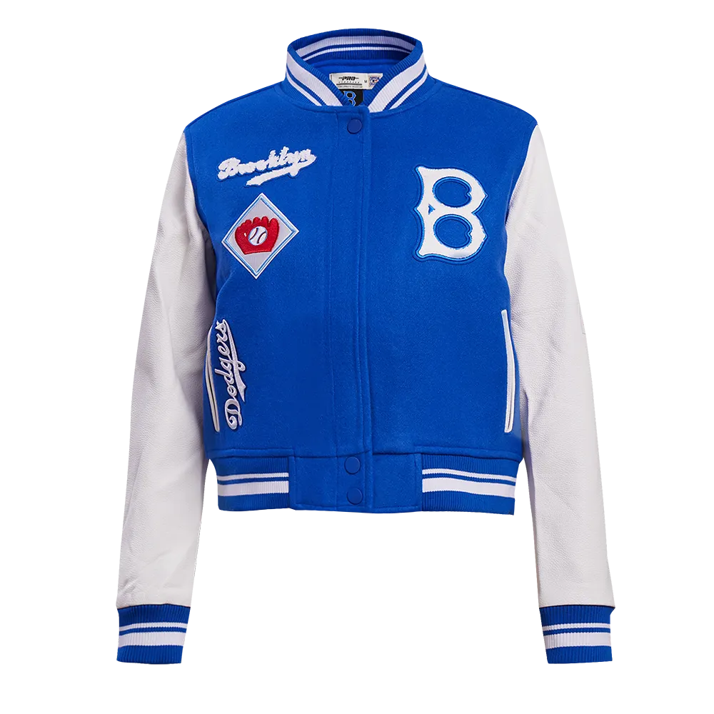 MLB BROOKLYN DODGERS RETRO CLASSIC WOMEN'S RIB WOOL VARSITY JACKET (ROYAL BLUE/WHITE)