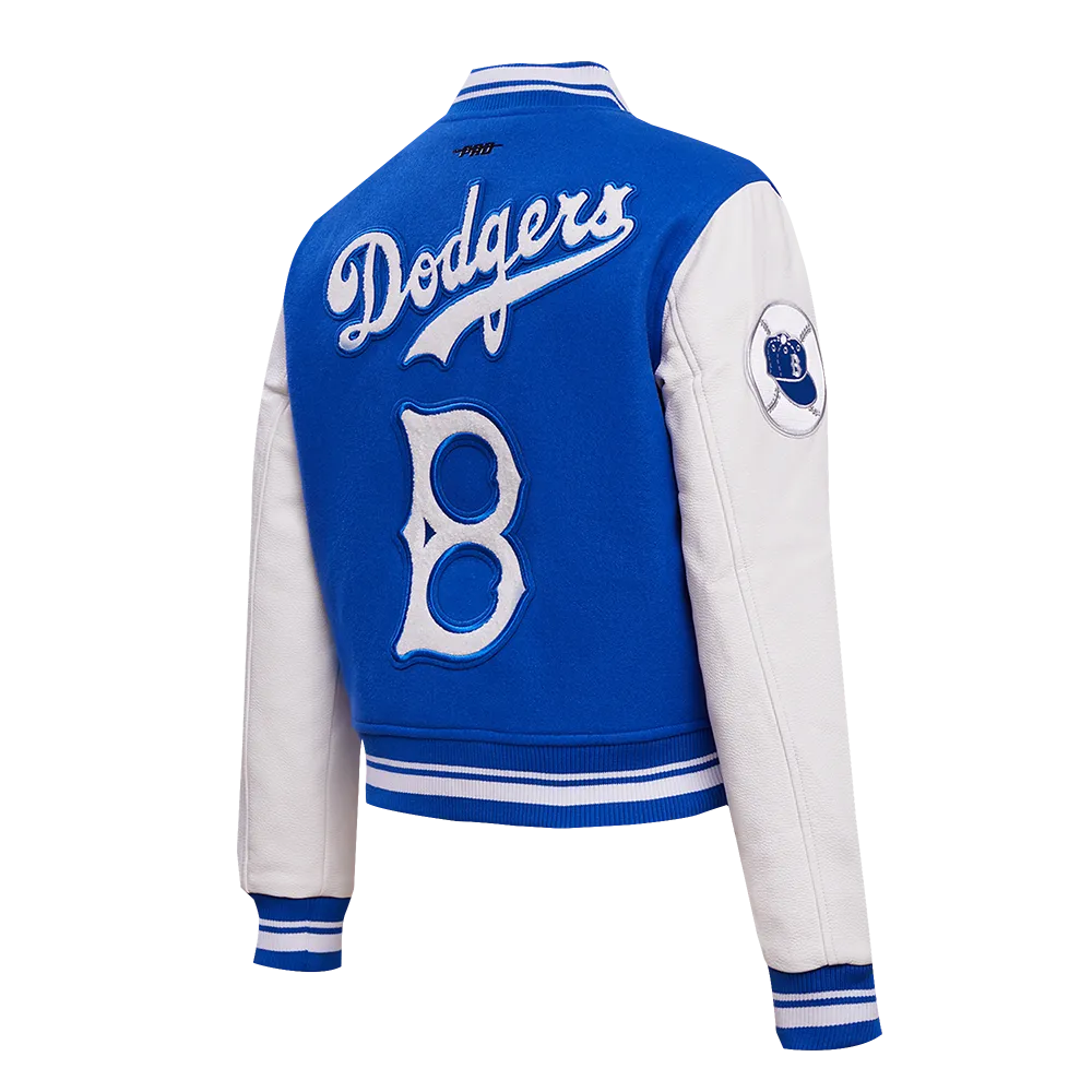 MLB BROOKLYN DODGERS RETRO CLASSIC WOMEN'S RIB WOOL VARSITY JACKET (ROYAL BLUE/WHITE)
