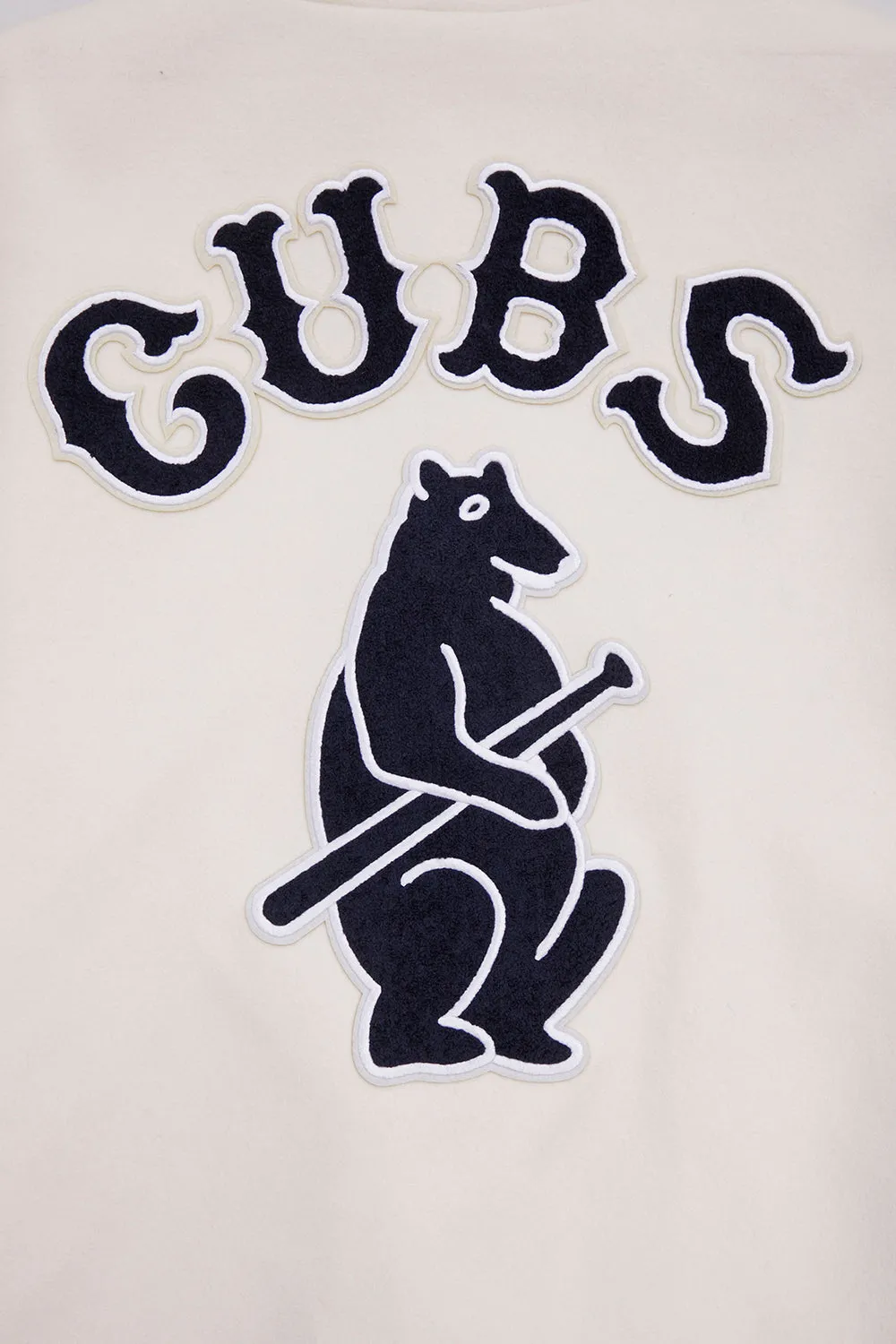 MLB CHICAGO CUBS RETRO CLASSIC MEN'S RIB WOOL VARSITY JACKET (EGGSHELL/MIDNIGHT NAVY)