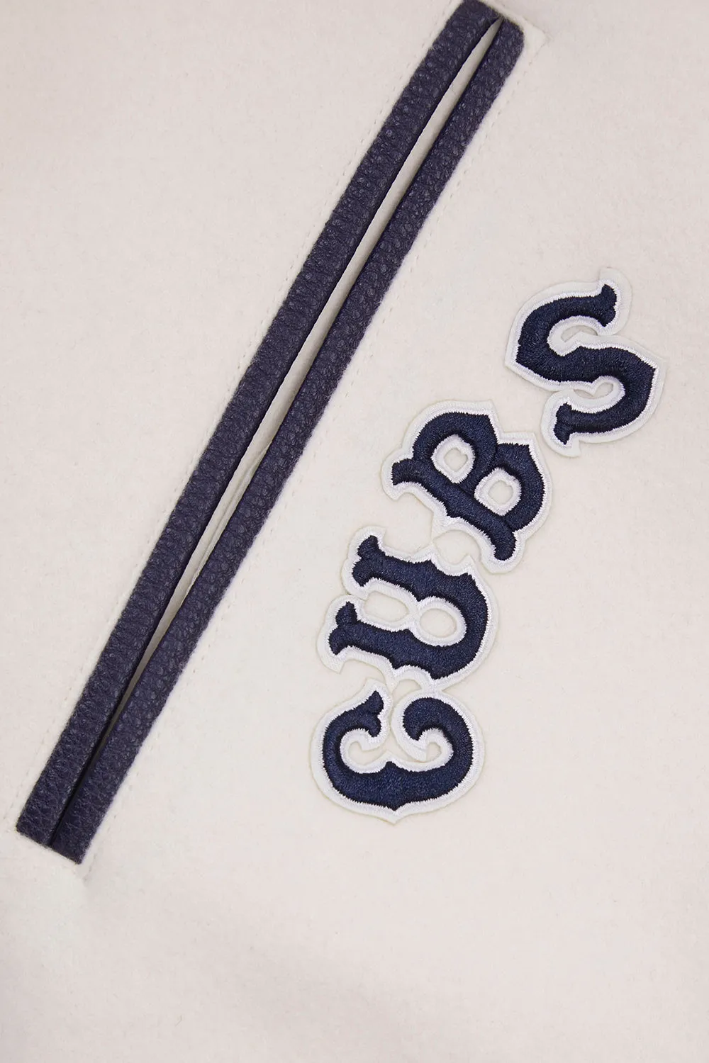 MLB CHICAGO CUBS RETRO CLASSIC MEN'S RIB WOOL VARSITY JACKET (EGGSHELL/MIDNIGHT NAVY)