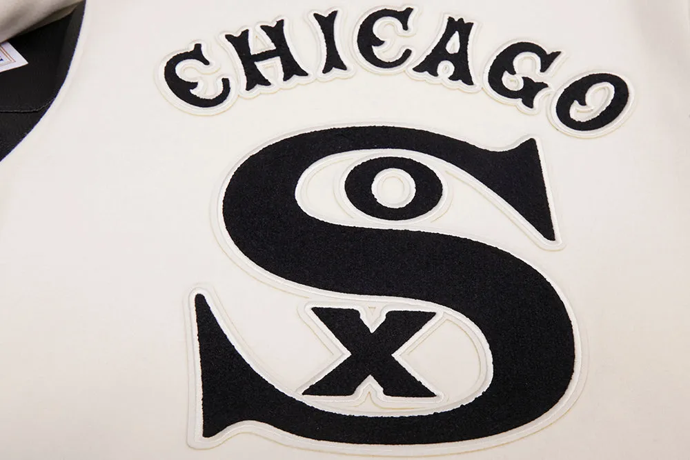 MLB CHICAGO WHITE SOX RETRO CLASSIC MEN'S RIB WOOL VARSITY JACKET (EGGSHELL/BLACK)