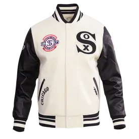 MLB CHICAGO WHITE SOX RETRO CLASSIC MEN'S RIB WOOL VARSITY JACKET (EGGSHELL/BLACK)