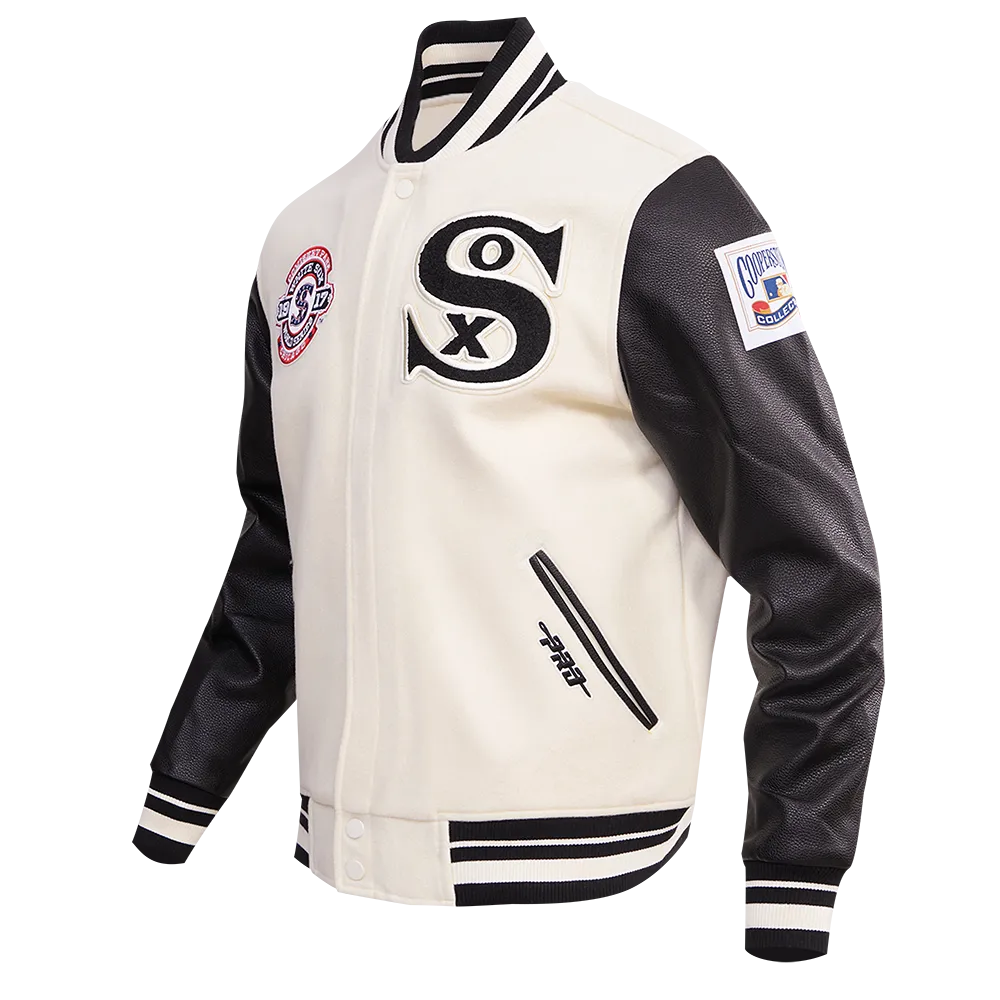 MLB CHICAGO WHITE SOX RETRO CLASSIC MEN'S RIB WOOL VARSITY JACKET (EGGSHELL/BLACK)