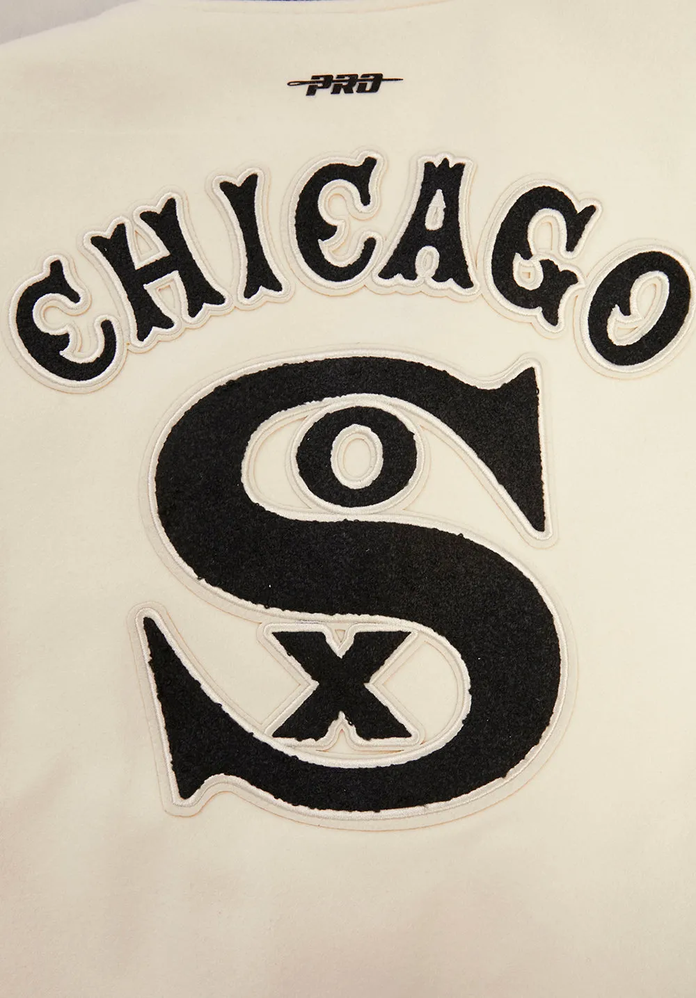 MLB CHICAGO WHITE SOX RETRO CLASSIC WOMEN'S RIB WOOL VARSITY JACKET (EGGSHELL/BLACK)