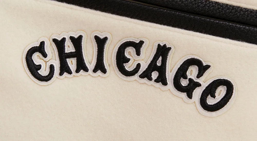 MLB CHICAGO WHITE SOX RETRO CLASSIC WOMEN'S RIB WOOL VARSITY JACKET (EGGSHELL/BLACK)