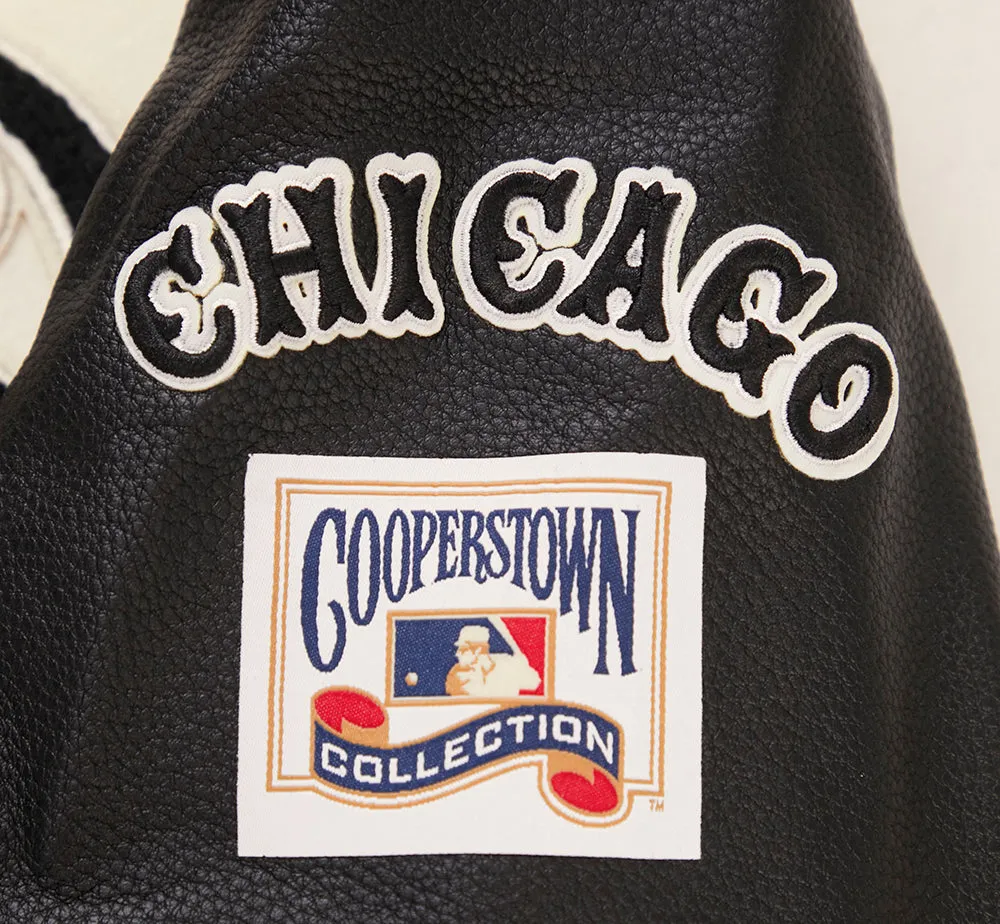 MLB CHICAGO WHITE SOX RETRO CLASSIC WOMEN'S RIB WOOL VARSITY JACKET (EGGSHELL/BLACK)