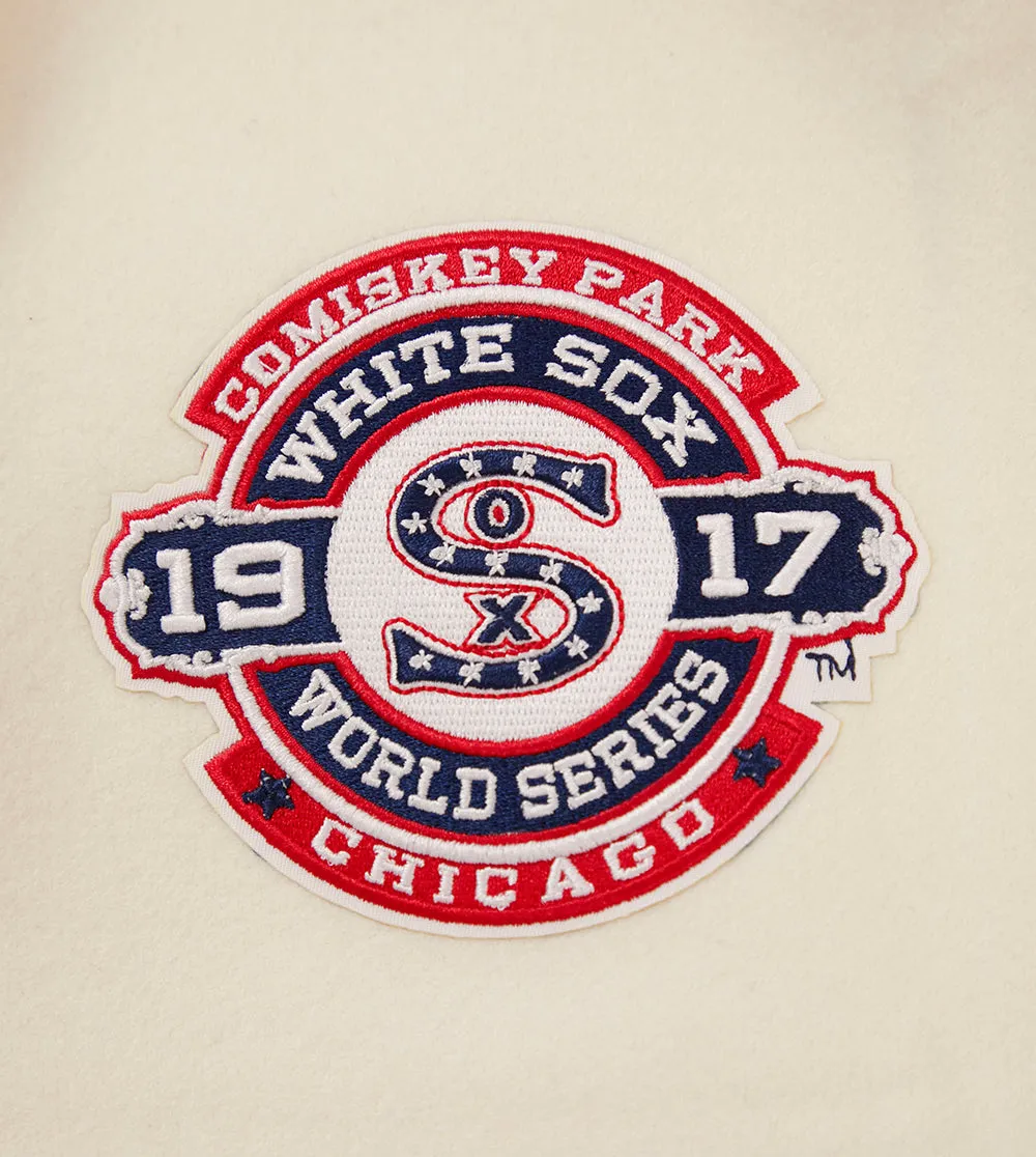 MLB CHICAGO WHITE SOX RETRO CLASSIC WOMEN'S RIB WOOL VARSITY JACKET (EGGSHELL/BLACK)
