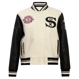 MLB CHICAGO WHITE SOX RETRO CLASSIC WOMEN'S RIB WOOL VARSITY JACKET (EGGSHELL/BLACK)