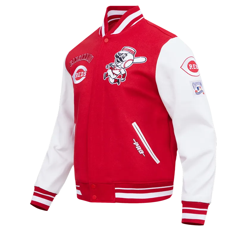 MLB CINCINNATI REDS RETRO CLASSIC MEN'S RIB WOOL VARSITY JACKET (RED / WHITE)